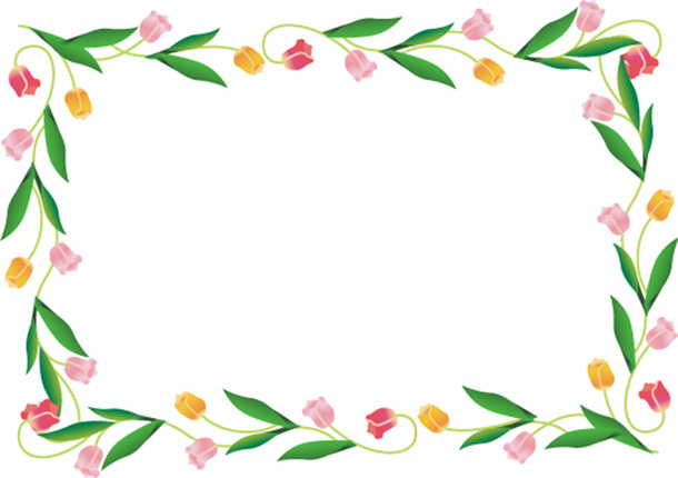绿色春季花朵框架免抠