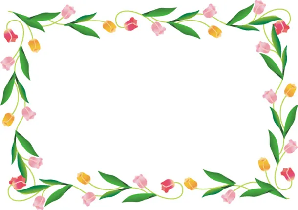 绿色春季花朵框架免抠