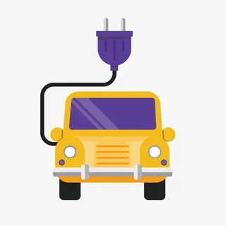 黄色电动汽车免抠