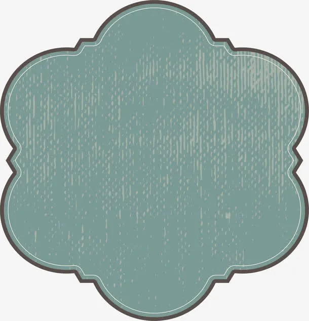 复古绿色花边边框免抠