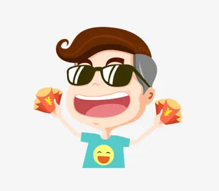 拿红包的卡通人物免抠