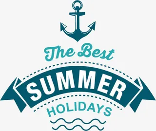 矢量扁平船舵夏日标签免抠