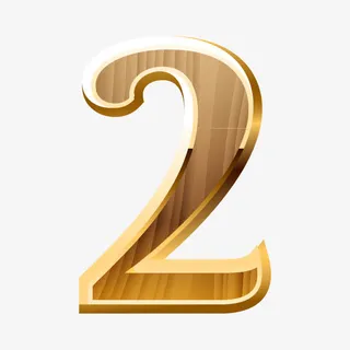 木质底纹水晶质感数字2免抠