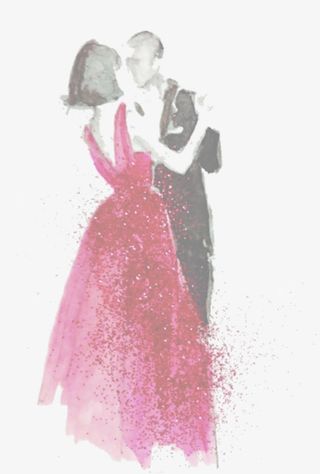 春天跳舞水彩人物免抠