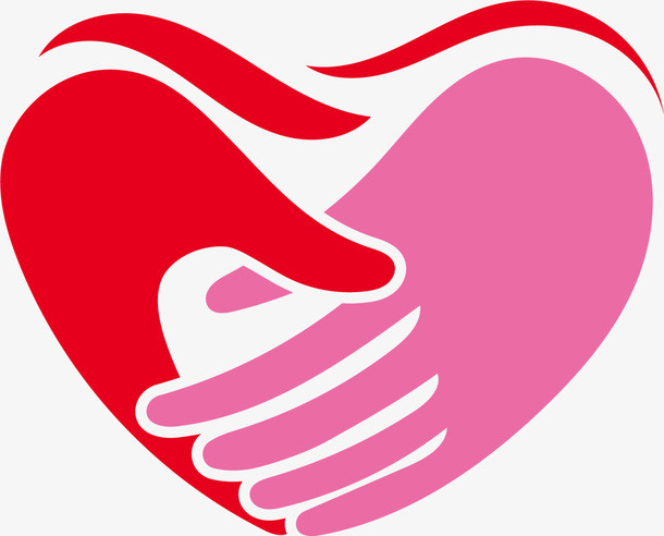 红色扁平手掌爱心免抠