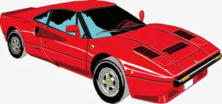 红色卡通车子矢量图免抠