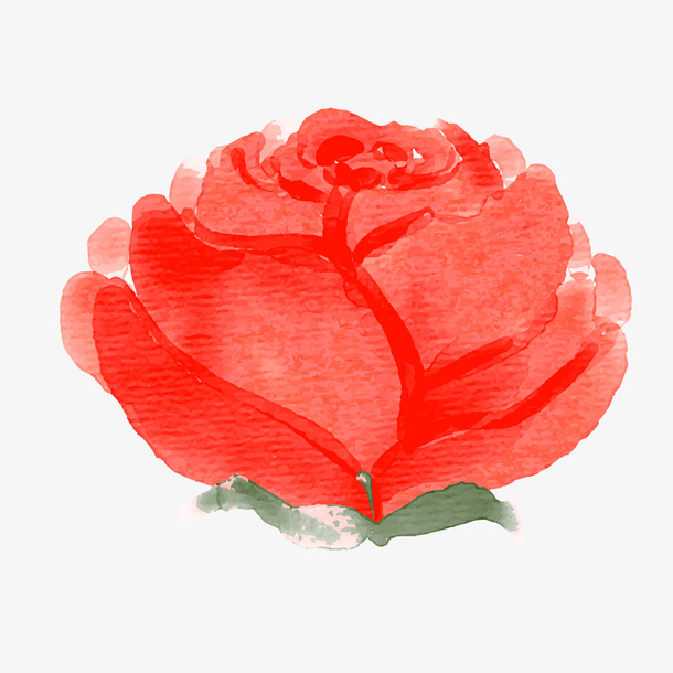 水彩绘红色花朵矢量图免抠