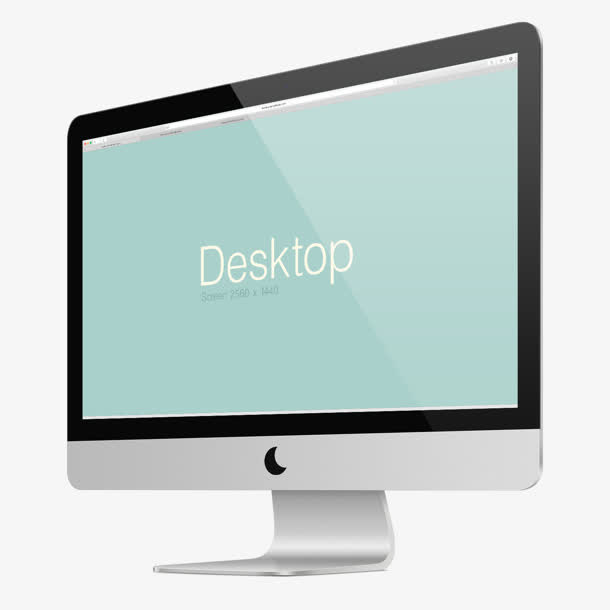 Desktop蓝色桌面月亮电脑免抠