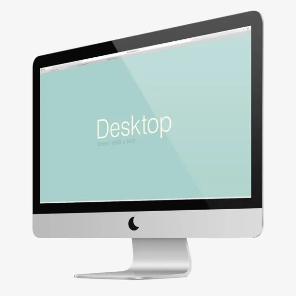 Desktop蓝色桌面月亮电脑免抠