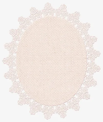 椭圆形纺织淡黄桌布纹理免抠