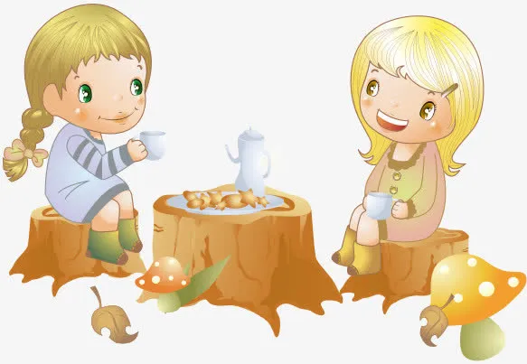 喝茶的女士免抠