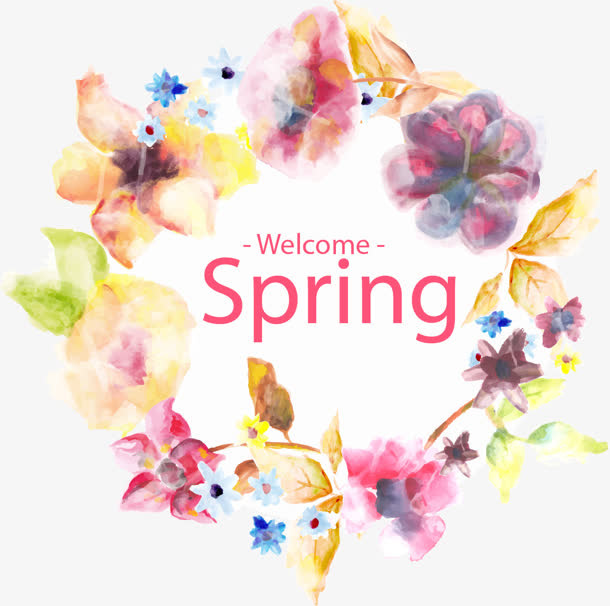 spring春天花朵手绘免抠