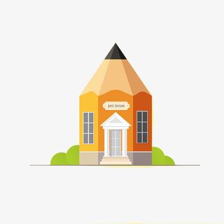 卡通铅笔房子插画免抠