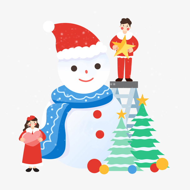 圣诞老人雪人元素免抠