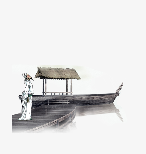 古风国潮小船免抠