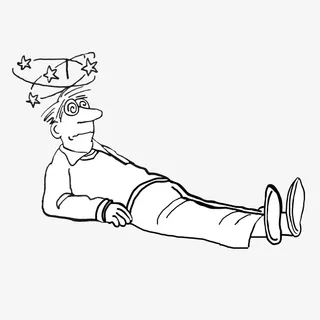 卡通躺在地上的眩晕的男人免抠 卡通躺在地上的眩晕的男人免抠