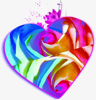彩色抽象玫瑰花爱心免抠