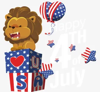 可爱卡通美国小狮子免抠
