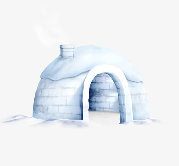 冰雪圆顶小屋免抠