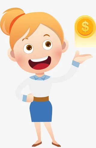 手绘托着金币女人免抠图免抠