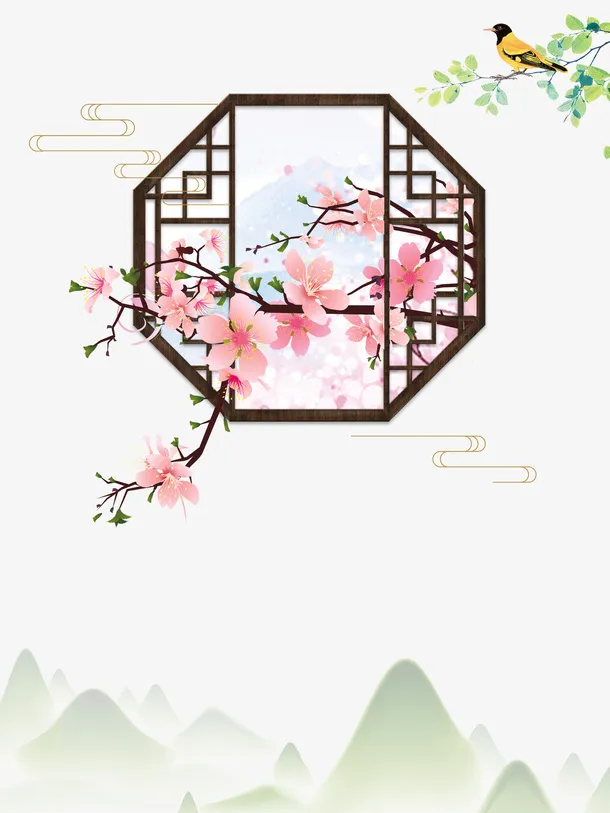 树枝春天花枝装饰元素图免抠