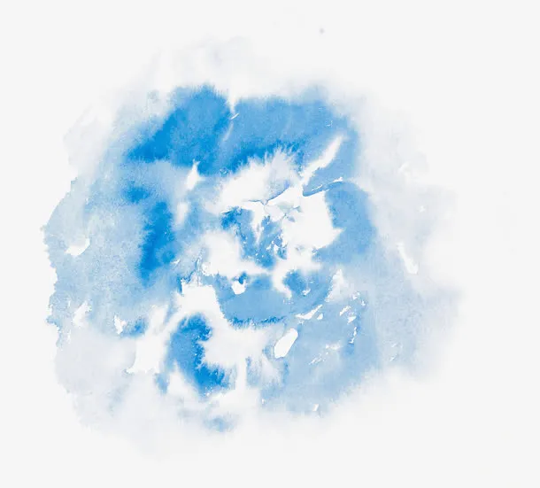 蓝色水彩泼墨画免抠