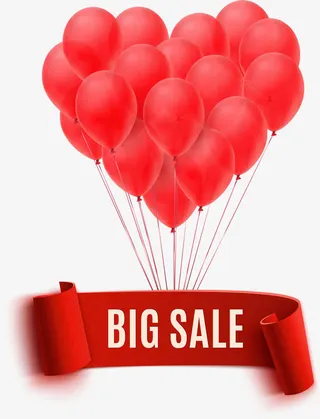 手绘红色气球爱心免抠