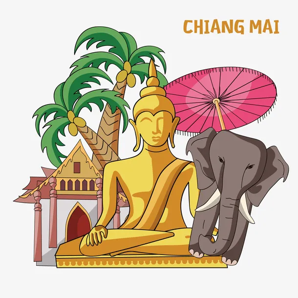 曼谷清迈佛教旅游东南亚PNG贡免抠