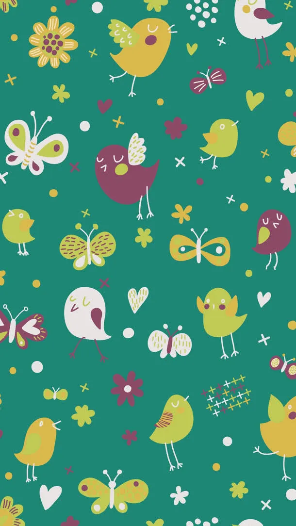 手绘卡通蝴蝶鸟儿免抠