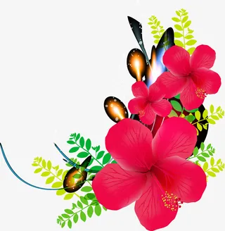 春天花卉边框免抠