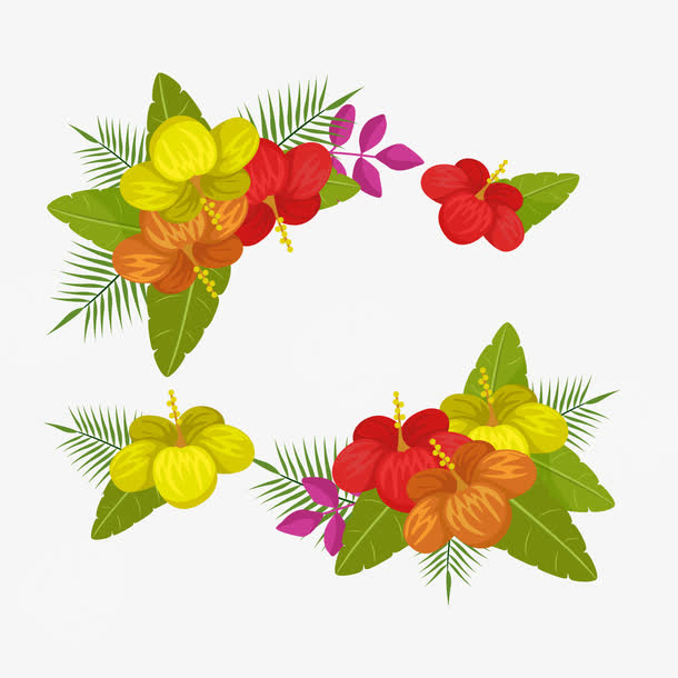 矢量鲜花边框免抠