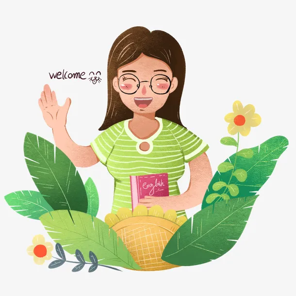 手绘可爱英语老师免抠