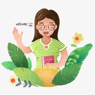 手绘可爱英语老师免抠