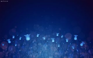 安静纯蓝花朵夜空免抠