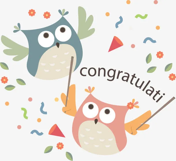 猫头鹰祝贺海报免抠