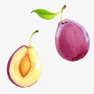 水果，手绘可爱，西梅免抠