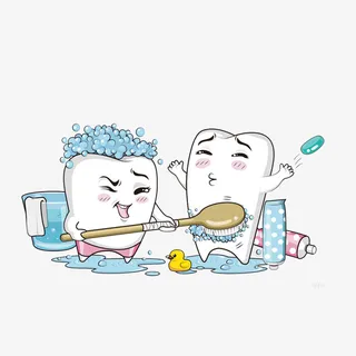 卡通洗澡的牙齿夫妻素材免抠手绘/卡通卡通元素