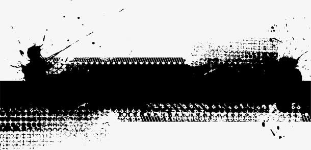 黑色简约墨水边框纹理免抠