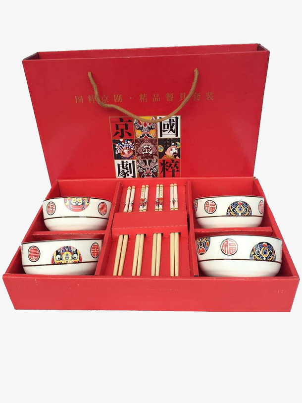 脸谱碗筷套装免抠