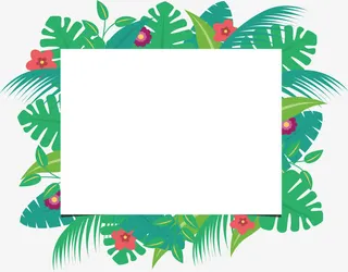 红花绿叶边框免抠