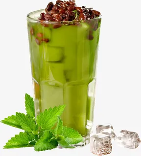 抹茶红豆布丁奶茶免抠