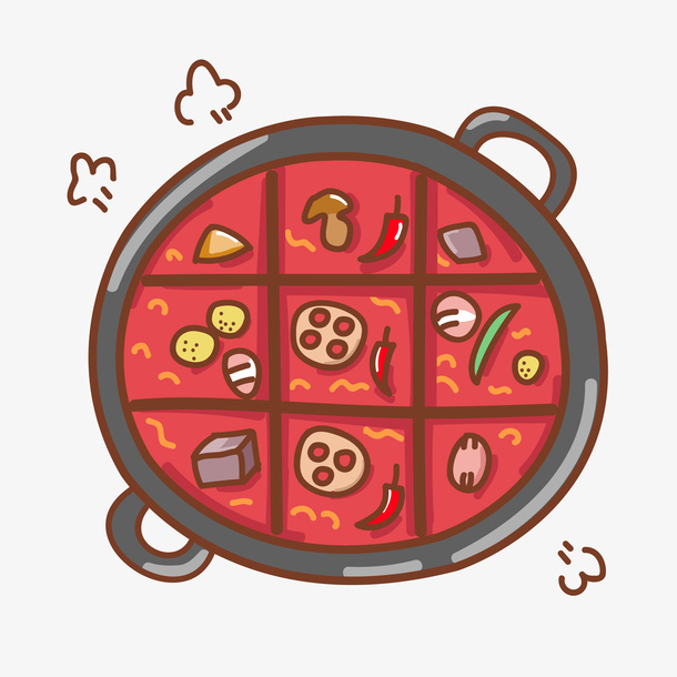 重庆火锅矢量手绘卡通媳免抠