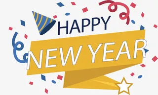 黄色庆祝新年快乐标题免抠