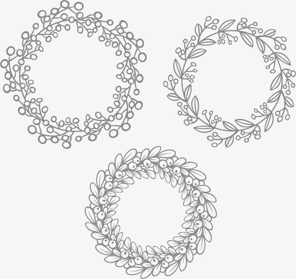 手绘浪漫花环免抠