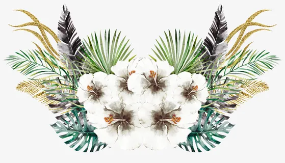 手绘水彩小清新植物边框免抠