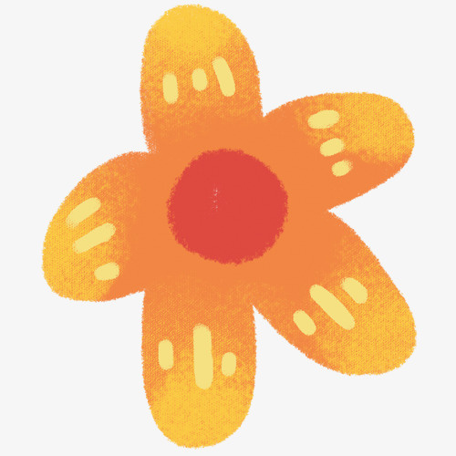 手绘卡通黄色渐变花朵免扣元素免抠
