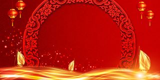 红色喜庆大气年会背景高清