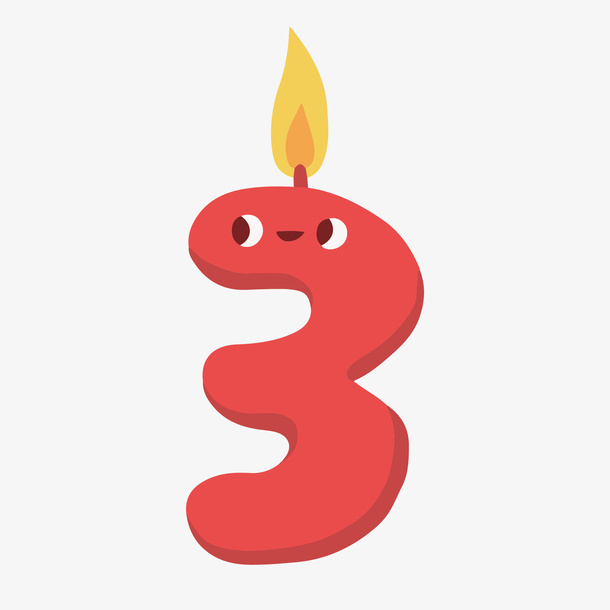 红色数字3免抠