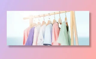 彩色短袖衣架海报背景免抠