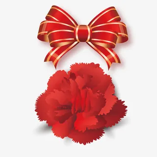 蝴蝶结和芍药矢量素材免抠